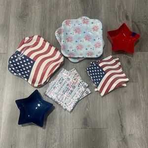 American Patriotic USA Disposable Plates Cups Napkins and Bowls Party Home